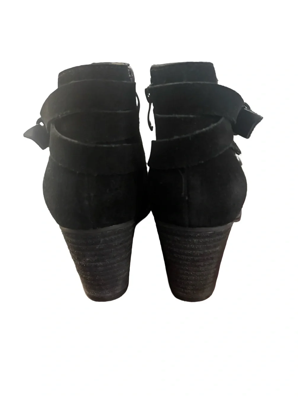 Michael Shannon Boho Grunge Edgy Black Suede Ankle Booties w/Buckle Ring Size 9